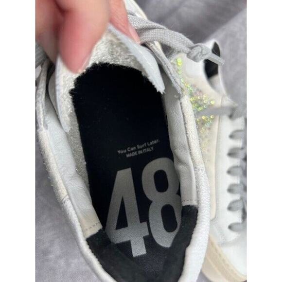 P448 "Thea" Sneaker in Galu w/Rhinestones (Cream/Gray) Sz US - 8.5, Eu - 39 - Picture 6 of 9